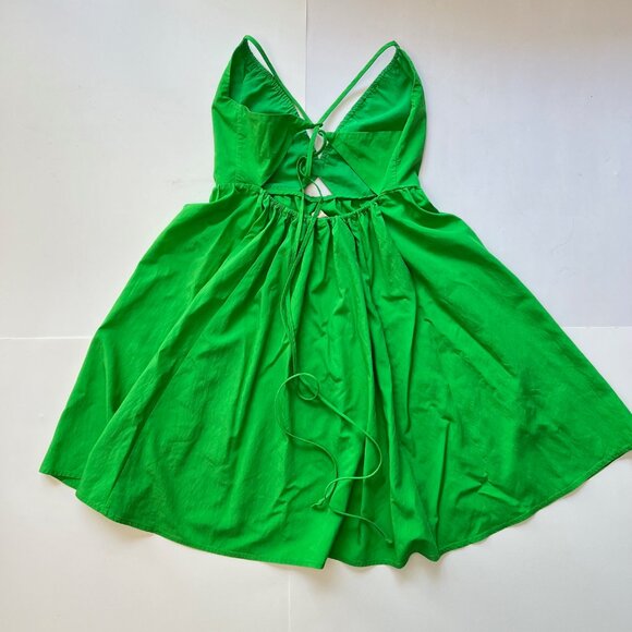 NEW H&M Cotton Blend Open Back Mini Dress, Size S - Picture 15 of 16